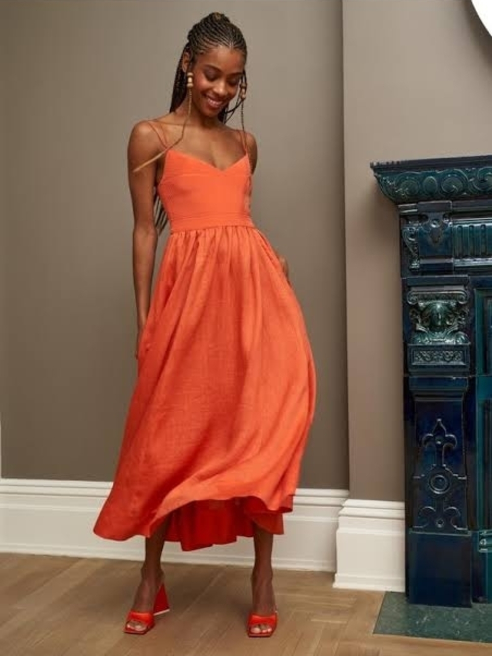 NWT La Ligne Silk Tracy Tangerine Orange Maxi Dress 8350